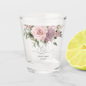 シナモン ローズ ブラッシュ フラワーのウェディング ファヴォリ ショットグラス (正面)