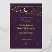 シナ結婚スファンシー金ゴールド深い紫 箔招待状 (正面)