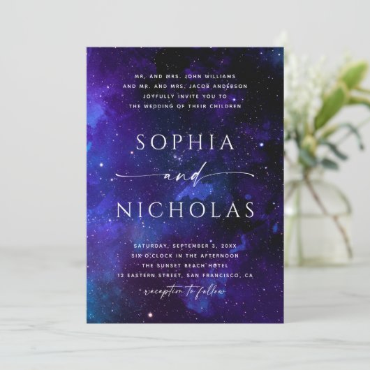 シナ銀河系結婚ズ | 宇宙ナイトスカイ&スターズ 招待状 (スタンド正面)