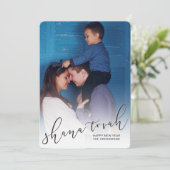 シナ・トバ スクリプト 新年 フォト カード - ブラック (スタンド正面)