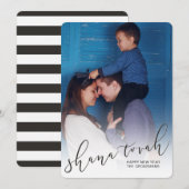 シナ・トバ スクリプト 新年 フォト カード - ブラック (正面/裏面)