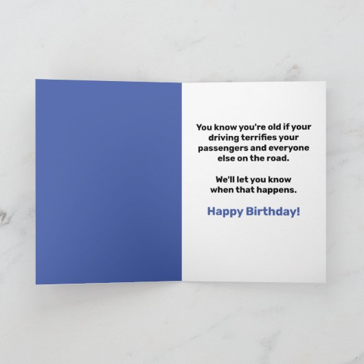 シニアおもしろい運転車、恐怖の犬の乗客 カード (内部)