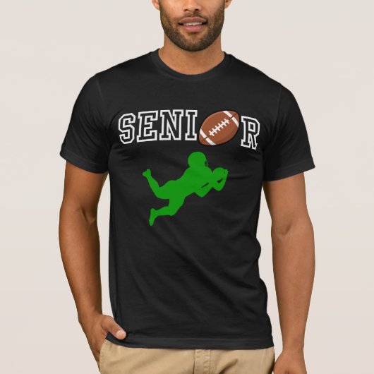 シニアのフットボール選手の緑のシルエット Tシャツ (正面)