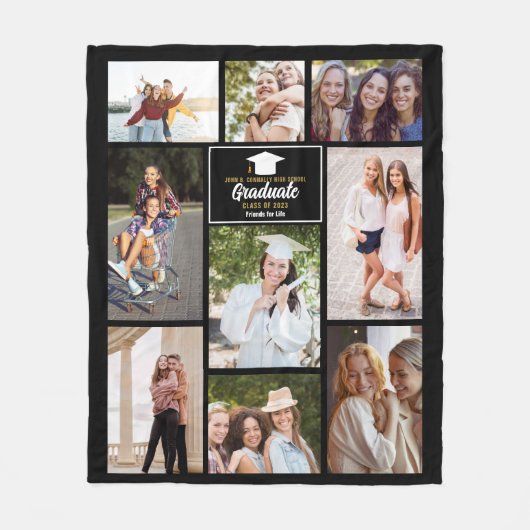 シニアの友人フォトコラージュ卒業ギフト フリースブランケット (正面)