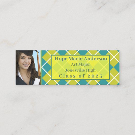 シニアアーガイル写真シニアプロファイルカード スキニー名刺 (正面)