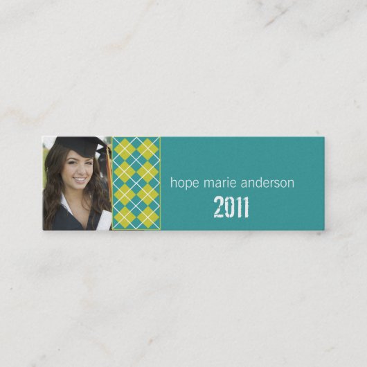 シニアアーガイル写真シニアプロファイルカード スキニー名刺 (正面)