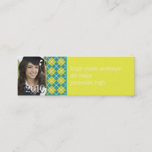 シニアアーガイル写真シニアプロファイルカード スキニー名刺 (正面)