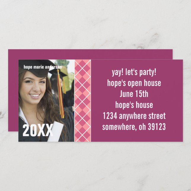 シニアアーガイル写真2010年卒業招待状 (正面/裏面)