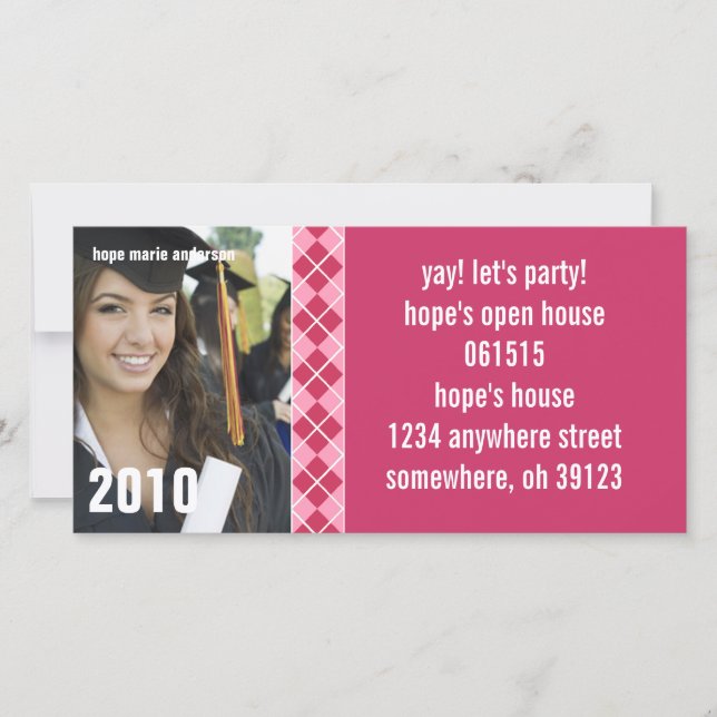 シニアアーガイル写真2010年卒業招待状 (正面)