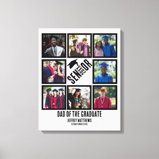 シニアカスタム卒業生のパパ8写真コラージュ キャンバスプリント (正面)