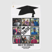 シニアカスタム卒業生のパパ8写真コラージュ ゴルフタオル (正面)