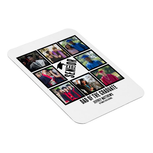 シニアカスタム卒業生のパパ8写真コラージュ マグネット (右側)