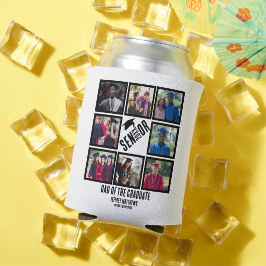シニアカスタム卒業生のパパ8写真コラージュ 缶クーラー (インサイチュ 夏)