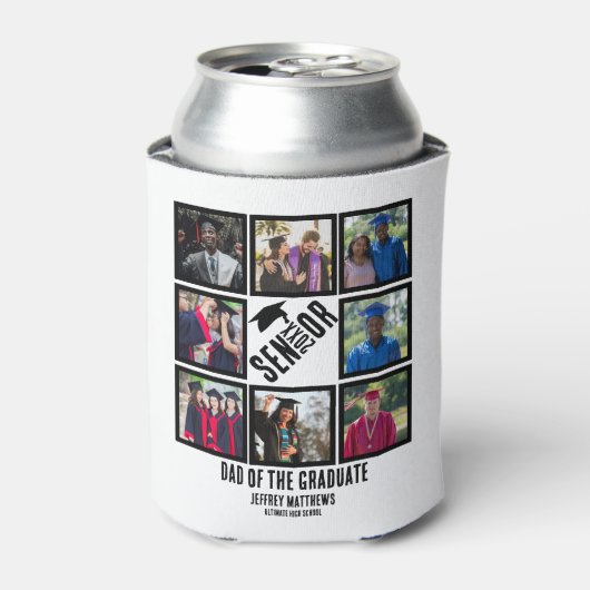 シニアカスタム卒業生のパパ8写真コラージュ 缶クーラー (缶正面)