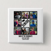 シニアカスタム卒業生のパパ8写真コラージュ 缶バッジ (正面)