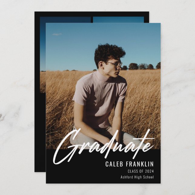 シニアクモダンラス写真卒業のスクリプト (正面/裏面)