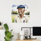 シニアクリケット – アーカイブリケットプリント ポスター (ホームオフィス)