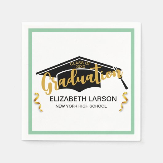 シニアゴモダンンエレガントドブラック スタンダードカクテルナプキン (正面)