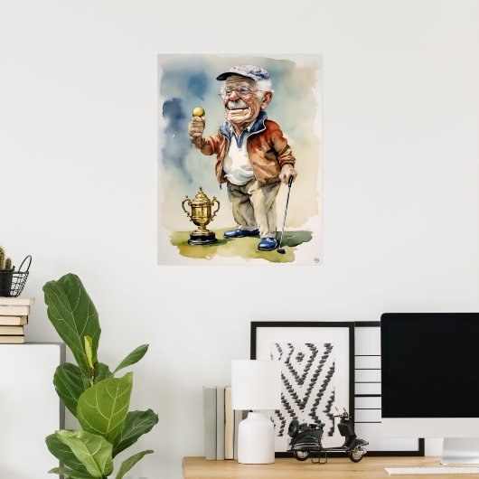 シニアゴルファー – ゴルフアートプリント ポスター (ホームオフィス)