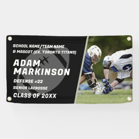 シニアサッカーブラックとホワイトアウトドアバナー 横断幕 (横)