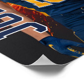 シニアサッカー写真炎の背景スポーツ ポスター (角)