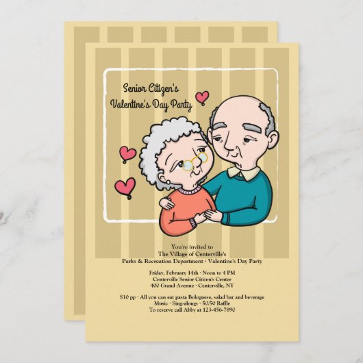 シニアシティズバレンタインデーパーティの招待状 招待状 (正面/裏面)