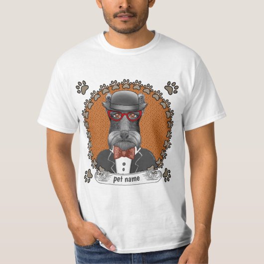 シニアシュナウザーのメガネ Tシャツ (正面)