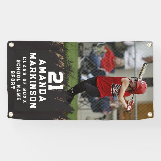 シニアスポーツブラック破れた屋外バナー 横断幕 (横)