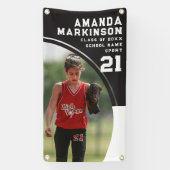 シニアスポーツブラック&ホワイト屋外バナー 横断幕 (縦)