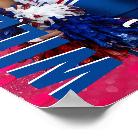 シニアチアリーダー チーム チアリーダー 写真 ピンクの紙吹雪 ポスター (角)