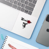 シニアチアリーダー 赤と黒のポンポン シール (ノートパソコンとiPhone)