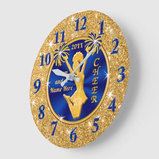 シニアチアリーパーソナライズされたダーのギフトアイディア ラージ壁時計 (傾斜)