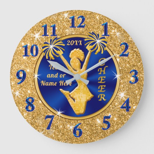 シニアチアリーパーソナライズされたダーのギフトアイディア ラージ壁時計 (正面)