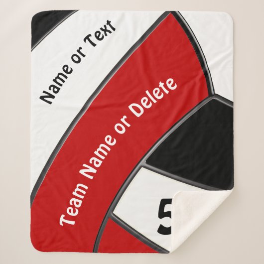 シニアナイト向けの赤、白のバレーボール贈答アイディア シェルパブランケット (正面)