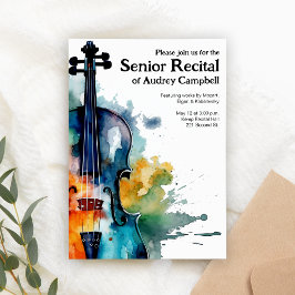 シニアバカスタムイオリンリサイタル音楽をテーマにした 招待状
