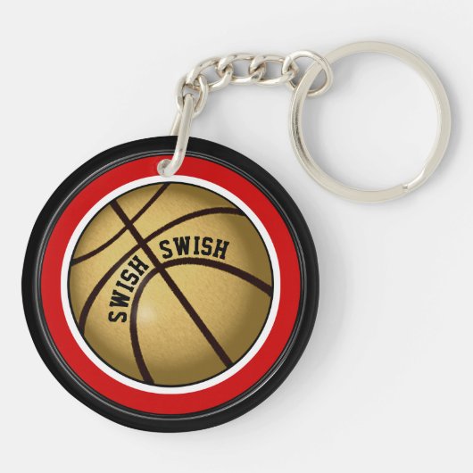 シニアパーソナライズされたまたはチームのためのバスケットボールの贈り物 キーホルダー (裏面)
