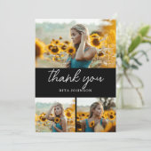 シニアフォトモダンスタイリッシュオーバーレイ卒業 サンキューカード (スタンド正面)