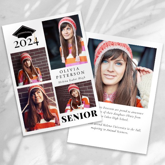 シニアフォト数々のコラージュ卒業 案内状