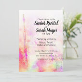 シニアフルートリサイタル カラフルな水彩デザイン 招待状 (スタンド正面)
