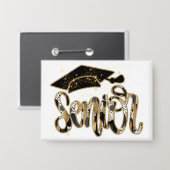 シニアブラックと金ゴールドブラシトロークピン 缶バッジ (正面/裏面)