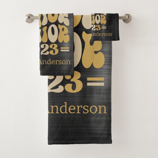 シニアブラック&金ゴールドグリッタードリップカスタム バスタオルセット (インサイチュ)
