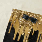 シニアブラック&金ゴールドグリッタードリップカスタム ビーチタオル (インサイチュ)