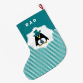 シニアペおもしろいンギンパパのクリスマスストッキング ラージクリスマスストッキング (裏面 (吊り時))