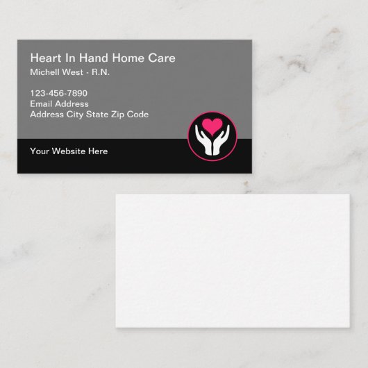 シニアホーム気にハートシンボル名刺 名刺 (正面/裏面)