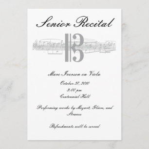 シニアミュージックリサイタル – アルトクレフ、 音符記号 招待状