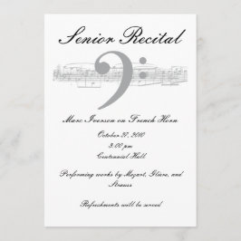 シニアミュージックリサイタル – ベースクレフ、 音符記号 招待状