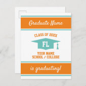 シニアモダンの卒業発表カード 案内ポストカード (正面/裏面)