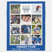 シニアモノグラムの卒業写真数々のコラージュ フリースブランケット (正面)