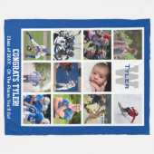 シニアモノグラムの卒業写真数々のコラージュ フリースブランケット (正面(横))