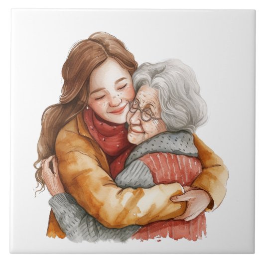 シニアモーメントマザーズデイ/任意の日セラミックタイル タイル (正面)